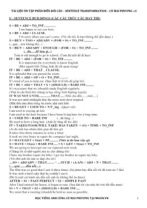 Tàiliệu ôn tập Tiếng Anh Lớp 12 Biếnđốicâu (Sentence transformation)